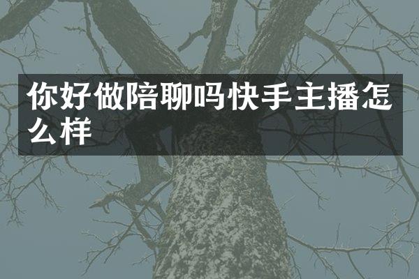 你好做吗快手主播怎么样