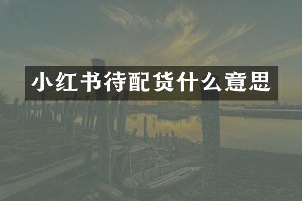 小红书待配货什么意思