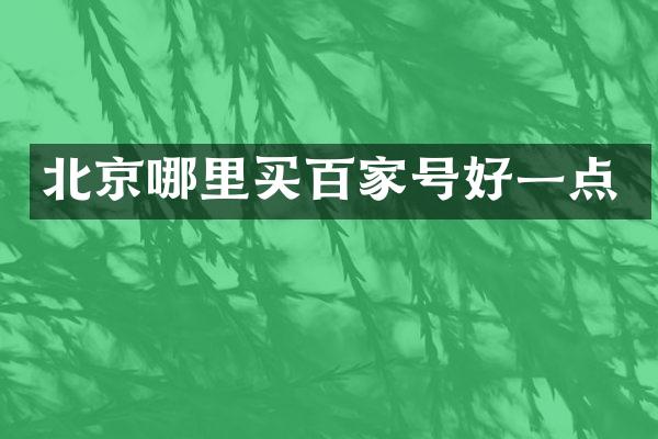 北京哪里买百家号好一点