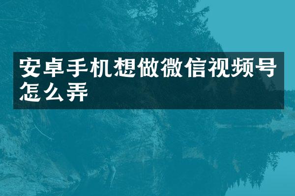 安卓手机想做微信视频号怎么弄