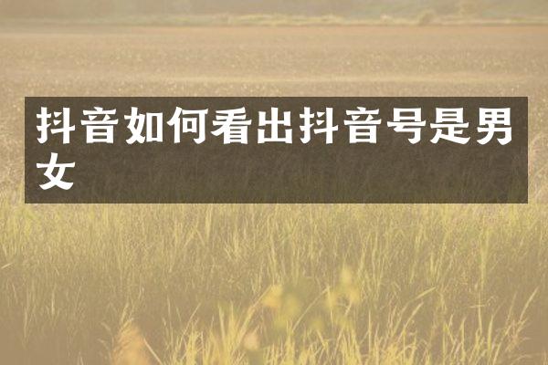 抖音如何看出抖音号是男女