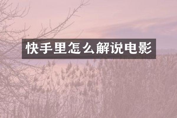 快手里怎么解说电影