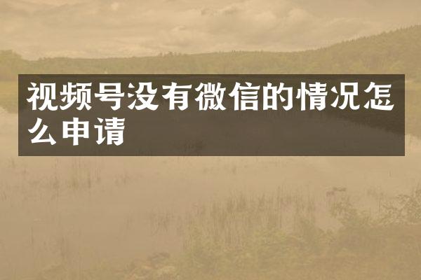 视频号没有微信的情况怎么申请