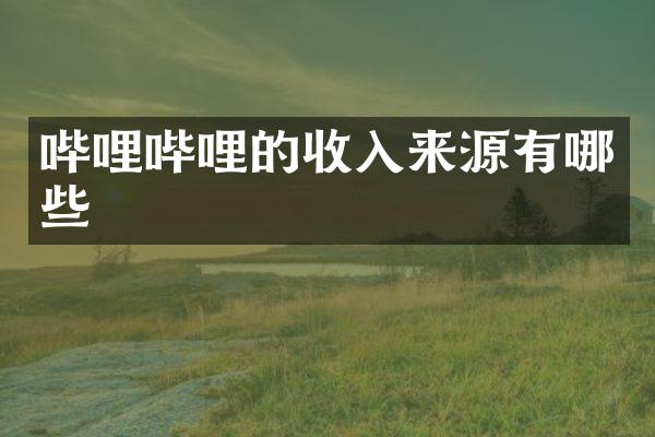 哔哩哔哩的收入来源有哪些