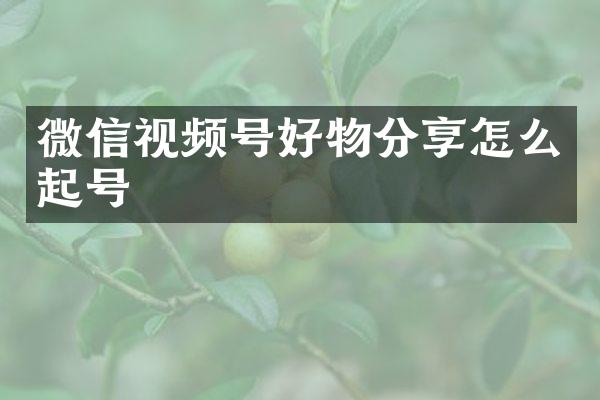 微信视频号好物分享怎么起号