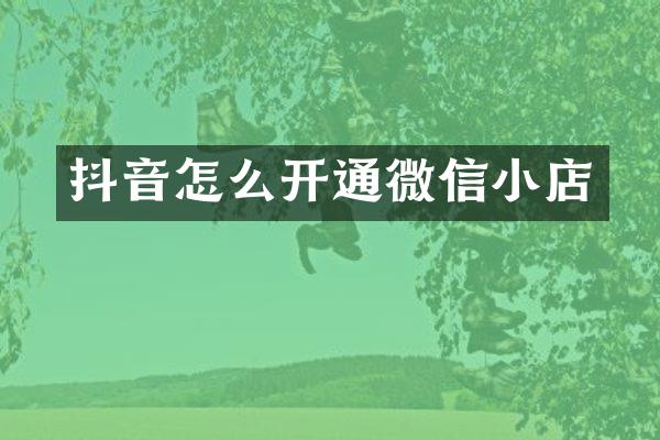 抖音怎么开通微信小店