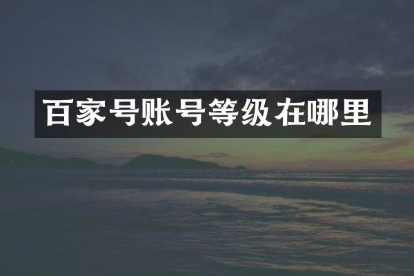 百家号账号等级在哪里
