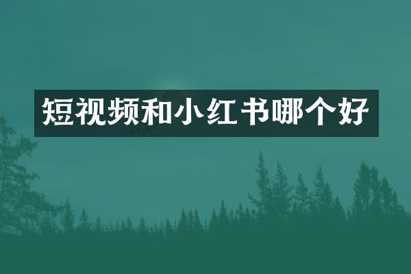 短视频和小红书哪个好