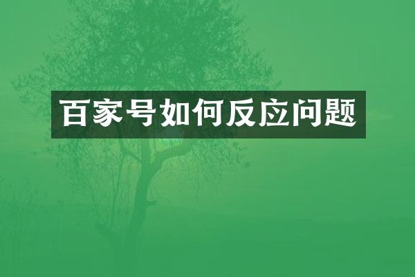 百家号如何反应问题
