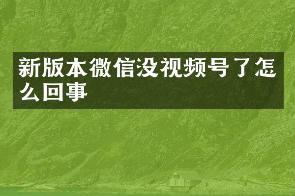 新版本微信没视频号了怎么回事
