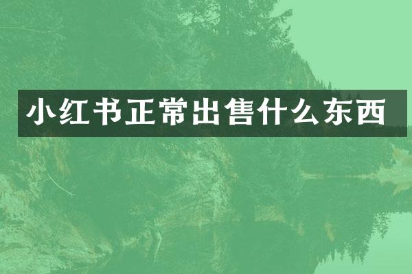 小红书正常出售什么东西