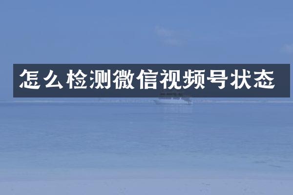 怎么检测微信视频号状态
