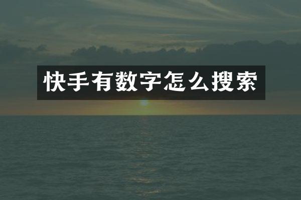 快手有数字怎么搜索