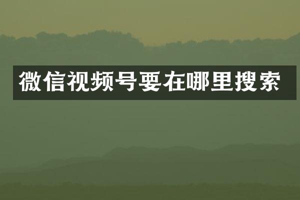 微信视频号要在哪里搜索