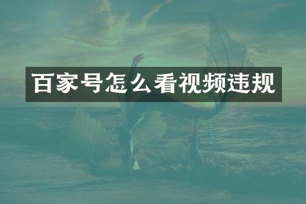 百家号怎么看视频违规