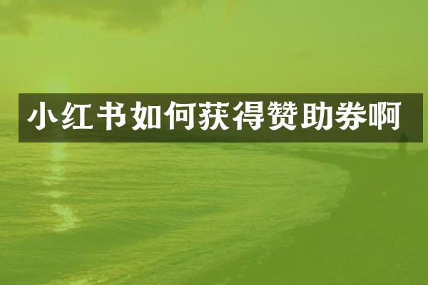 小红书如何获得赞助券啊