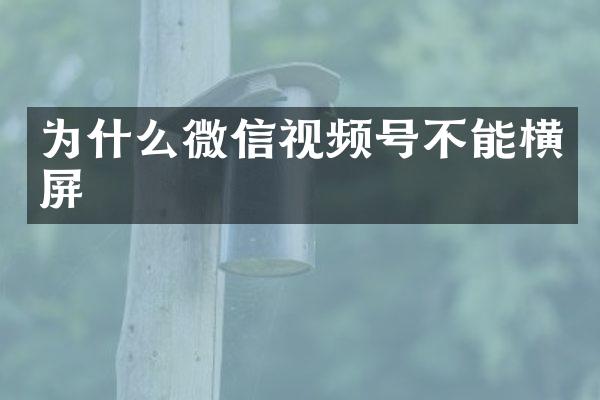 为什么微信视频号不能横屏