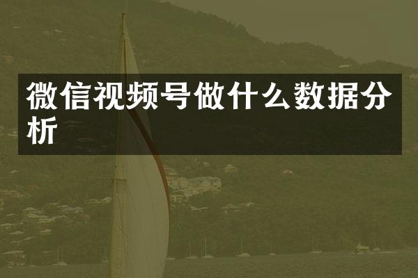 微信视频号做什么数据分析