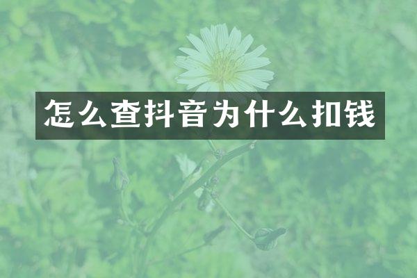 怎么查抖音为什么扣钱