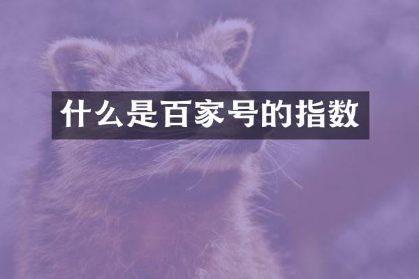 什么是百家号的指数