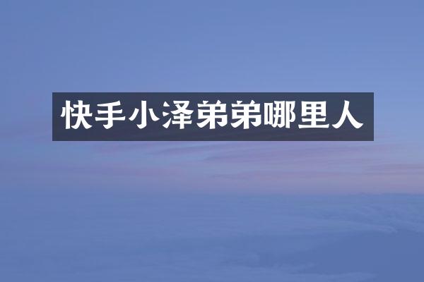 快手小泽弟弟哪里人