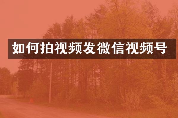 如何拍视频发微信视频号