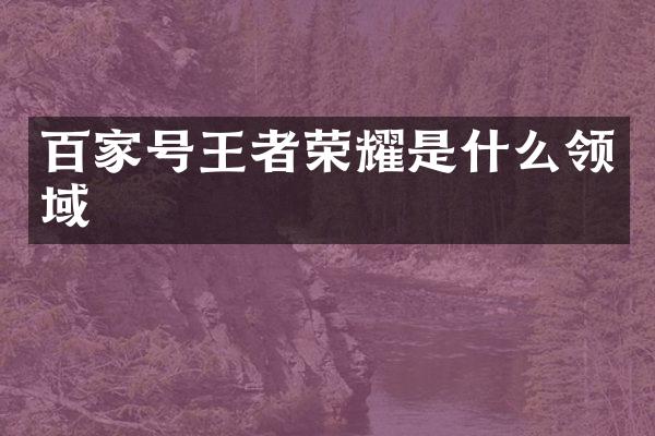 百家号王者荣耀是什么领域