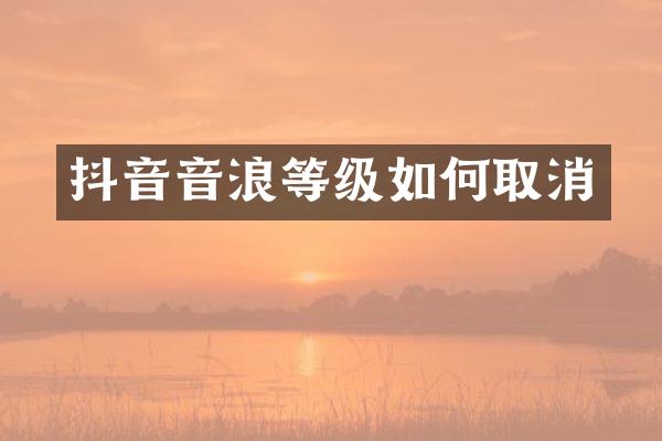 抖音音浪等级如何取消