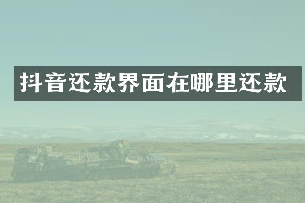 抖音还款界面在哪里还款
