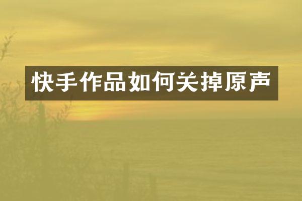 快手作品如何关掉原声