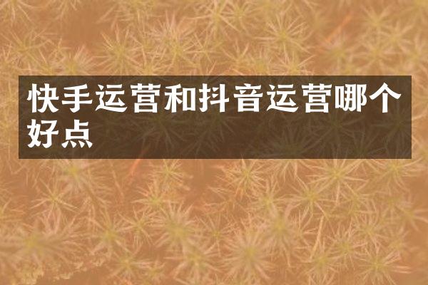 快手运营和抖音运营哪个好点
