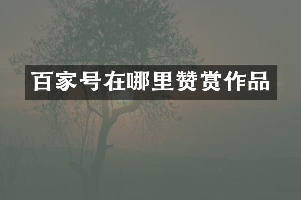 百家号在哪里赞赏作品