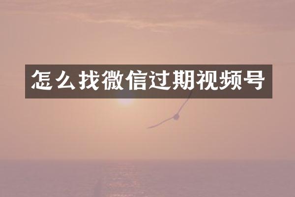 怎么找微信过期视频号