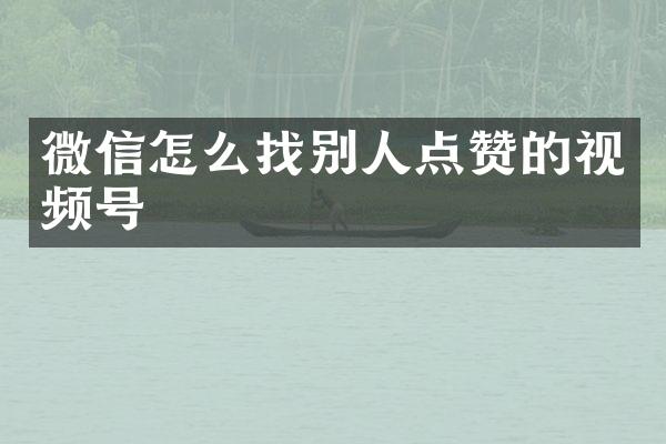 微信怎么找别人点赞的视频号