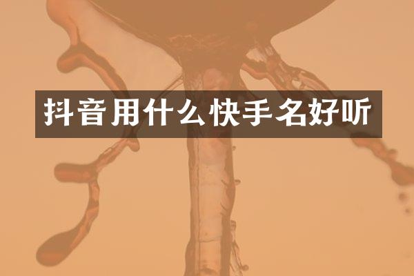 抖音用什么快手名好听