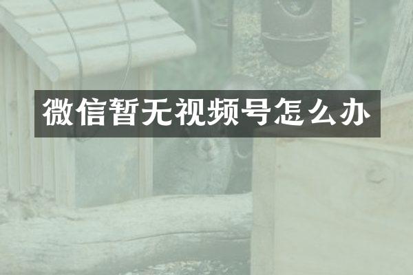 微信暂无视频号怎么办