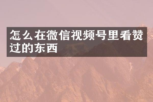 怎么在微信视频号里看赞过的东西