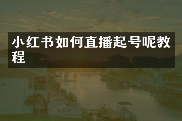 小红书如何直播起号呢教程