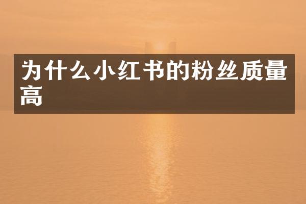 为什么小红书的粉丝质量高