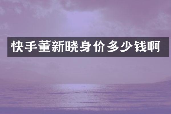 快手董新晓身价多少钱啊