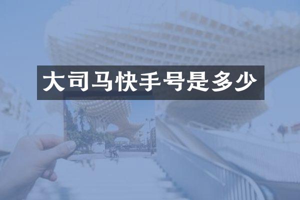大司马快手号是多少