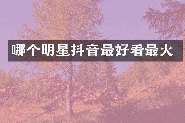 哪个明星抖音最好看最火