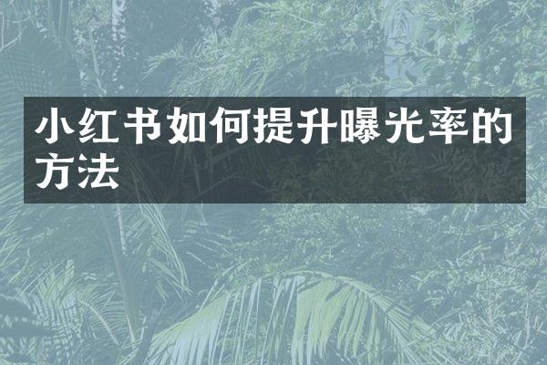 小红书如何提升曝光率的方法