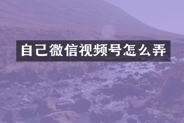 自己微信视频号怎么弄