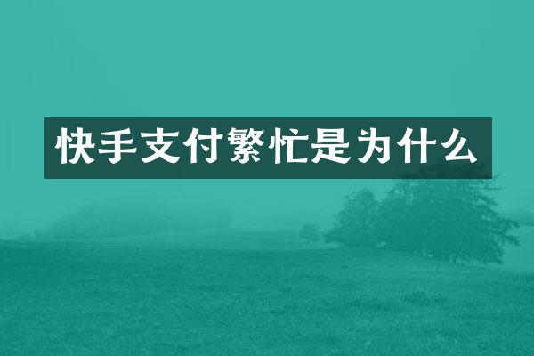 快手支付繁忙是为什么