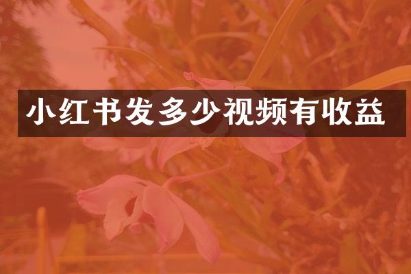 小红书发多少视频有收益