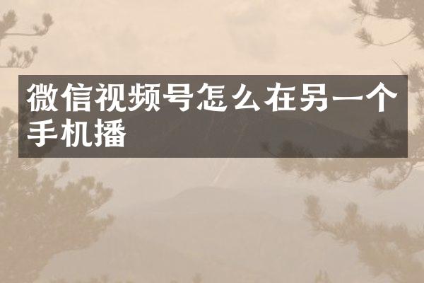 微信视频号怎么在另一个手机播