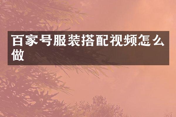百家号服装搭配视频怎么做