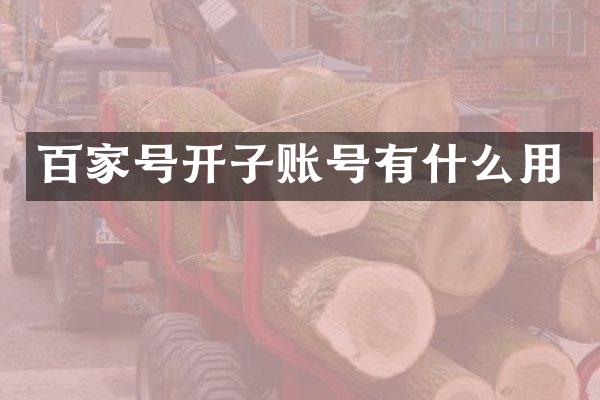 百家号开子账号有什么用