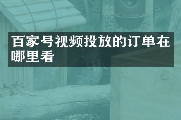 百家号视频投放的订单在哪里看